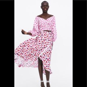 ZARA Floral print sarong skirt